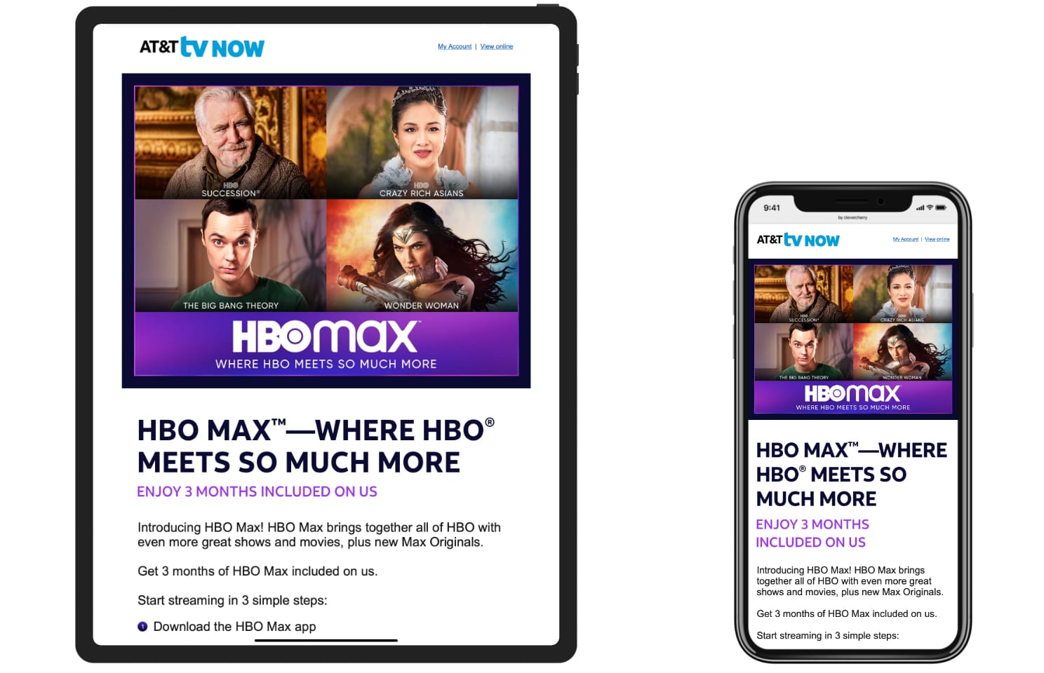 AT&T TV Now HBO Max E-mail
